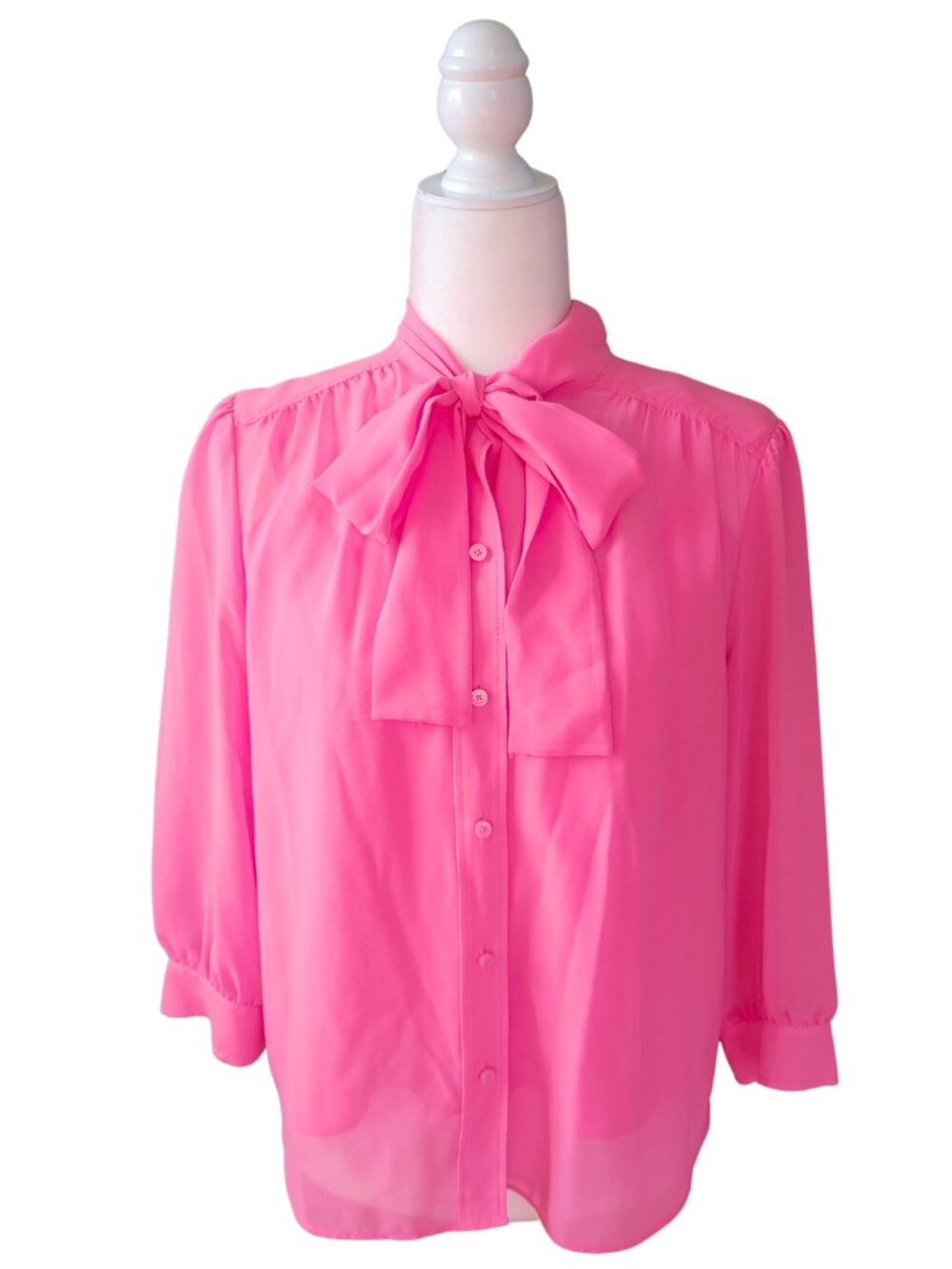 LIZ CLAIBORNE 2 Piece Matching Set Neon Pink Tie Front Blouse Camisole-Size 10P